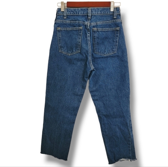 American Apparel High Rise Frayed Distressed Cropped Ankle Jeans Size 24 - Picture 2 of 5